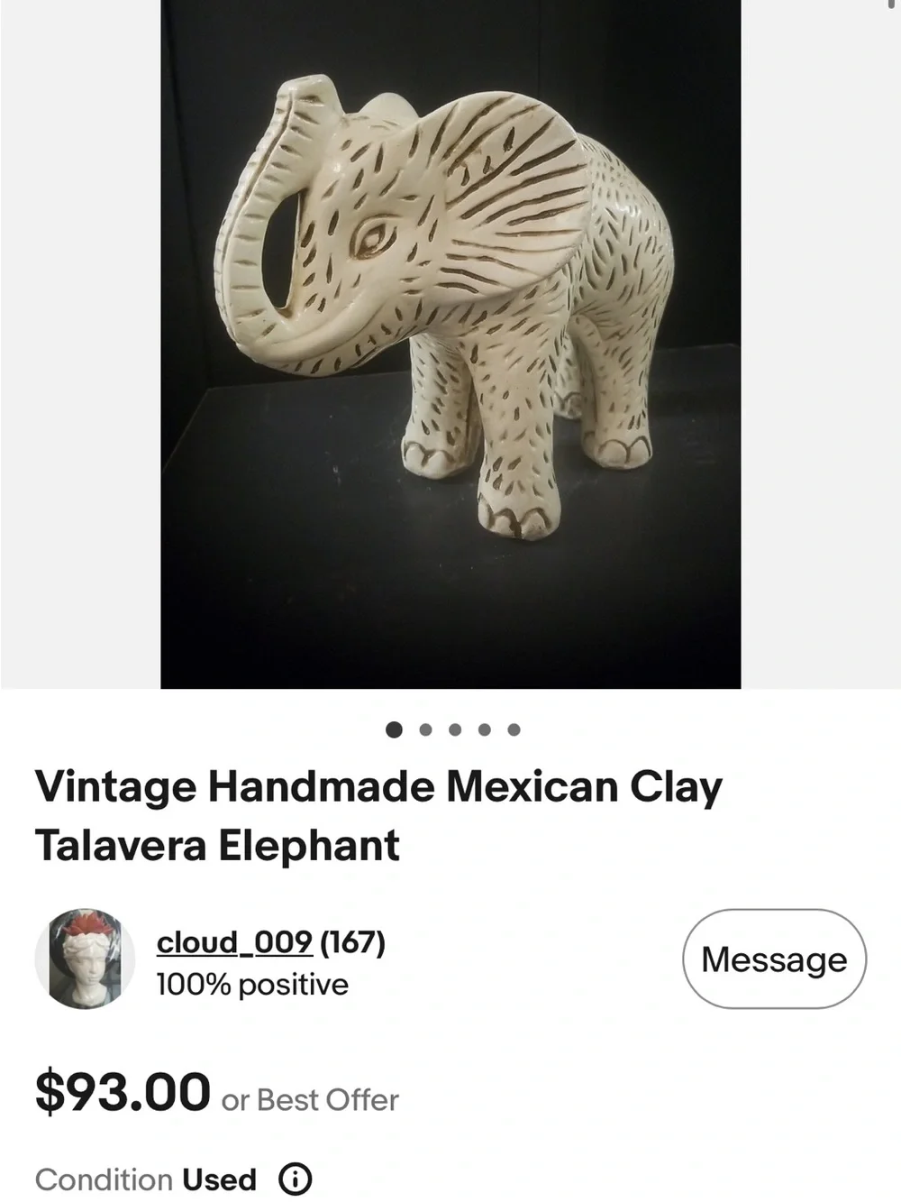 Rustic Boho Talavera Pottery Elephant & Babe Statuettes GUC